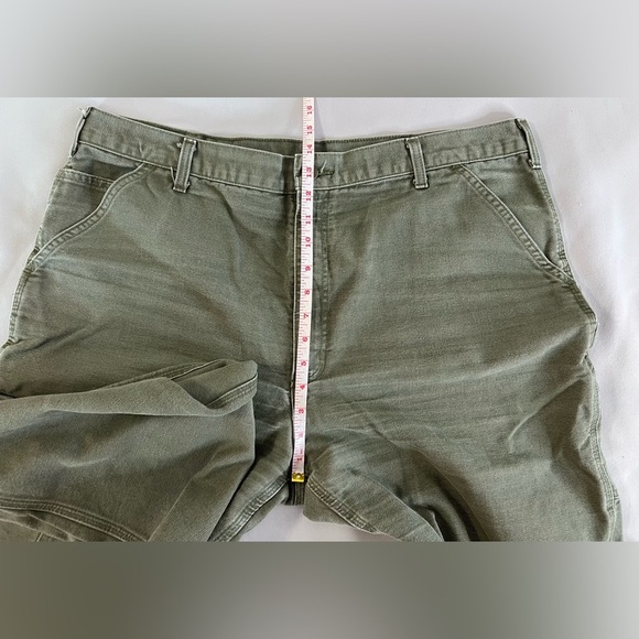 Rare Vintage CARHARTT Zip Fly Dungaree Straight Denim Jeans 90s Green Size 40x34 - Picture 4 of 6